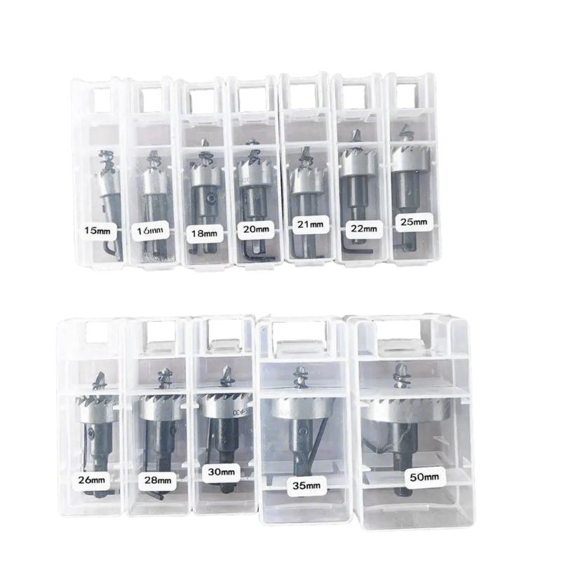High Speed Steel Hole Cutter Set 15-40mm Suitable for Stainless Steel Iron & Wood Drilling Professional And DIY Projects