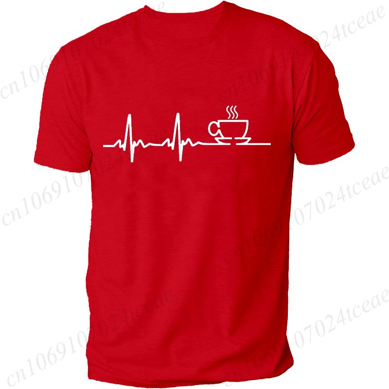 COFFEE ECG EKG MENS T-SHIRT LOVER GREAT FUNNY GIFT IDEA PRESENT CAFFEINE MEME Summer Men's Tee Top Men's Street Casual Clothing