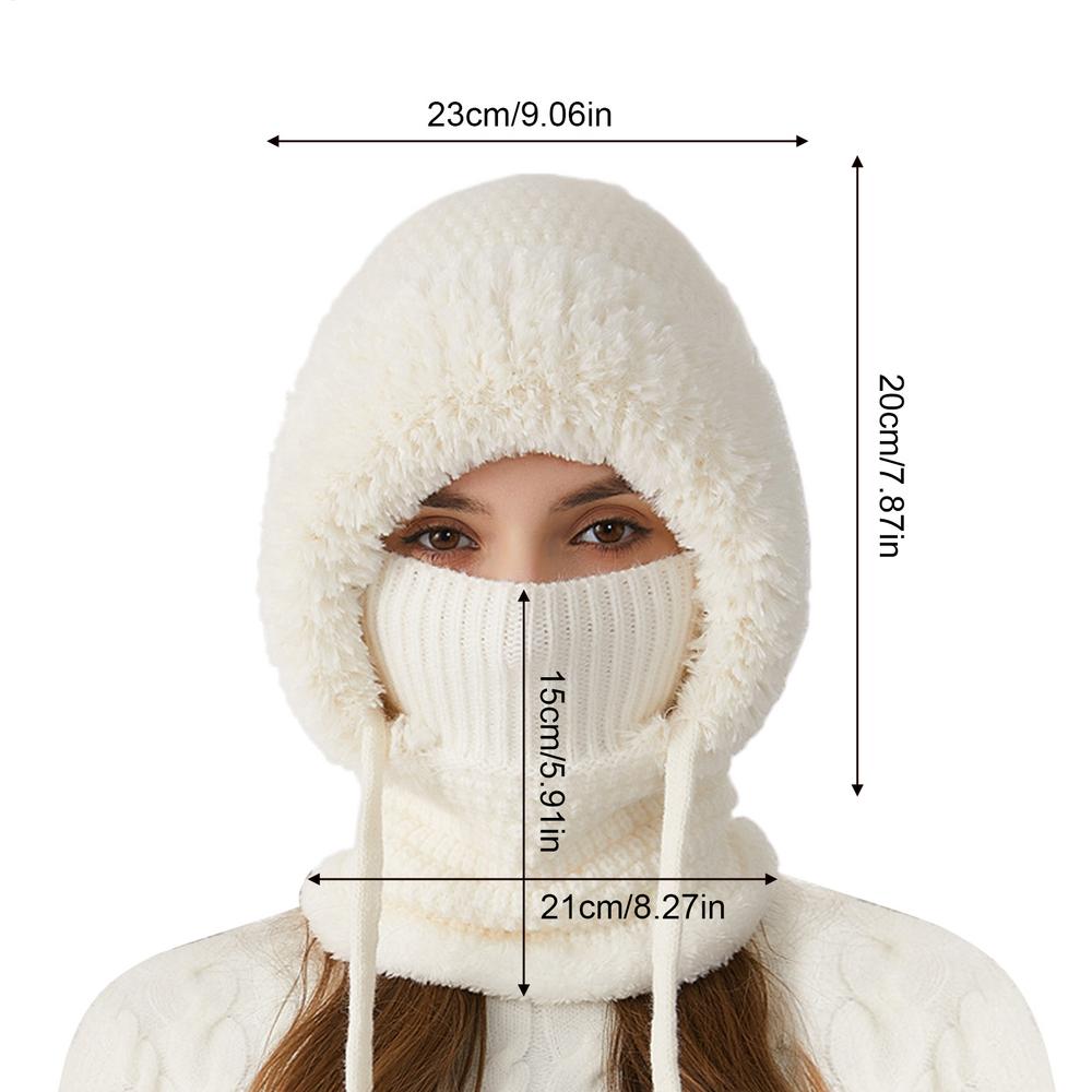 Winter Balaclavas Hat Scarf for Women Knsitted Hooded Caps Outdoor Warm Slouchy Warm Skiing Hat Outdoor Ear Protection Beanies