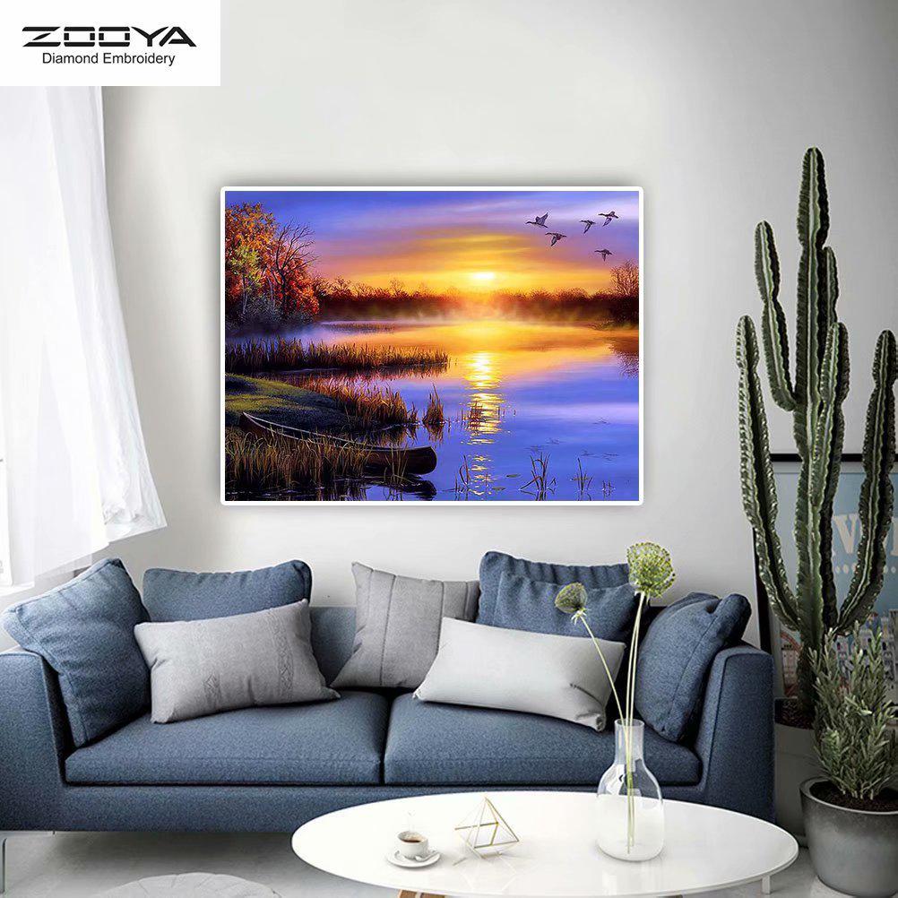 

ЗООЯ DIY 5D Полный Круглый Алмазная Картина Красивый Пейзаж Вышивка Крестом Ремесло Стежок Домашний Декор