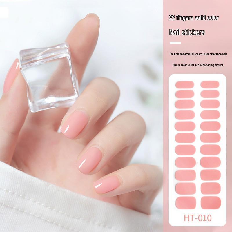 22-Finger Cross-Border Color Block Nail Stickers - No-Bake Gel Full Cover