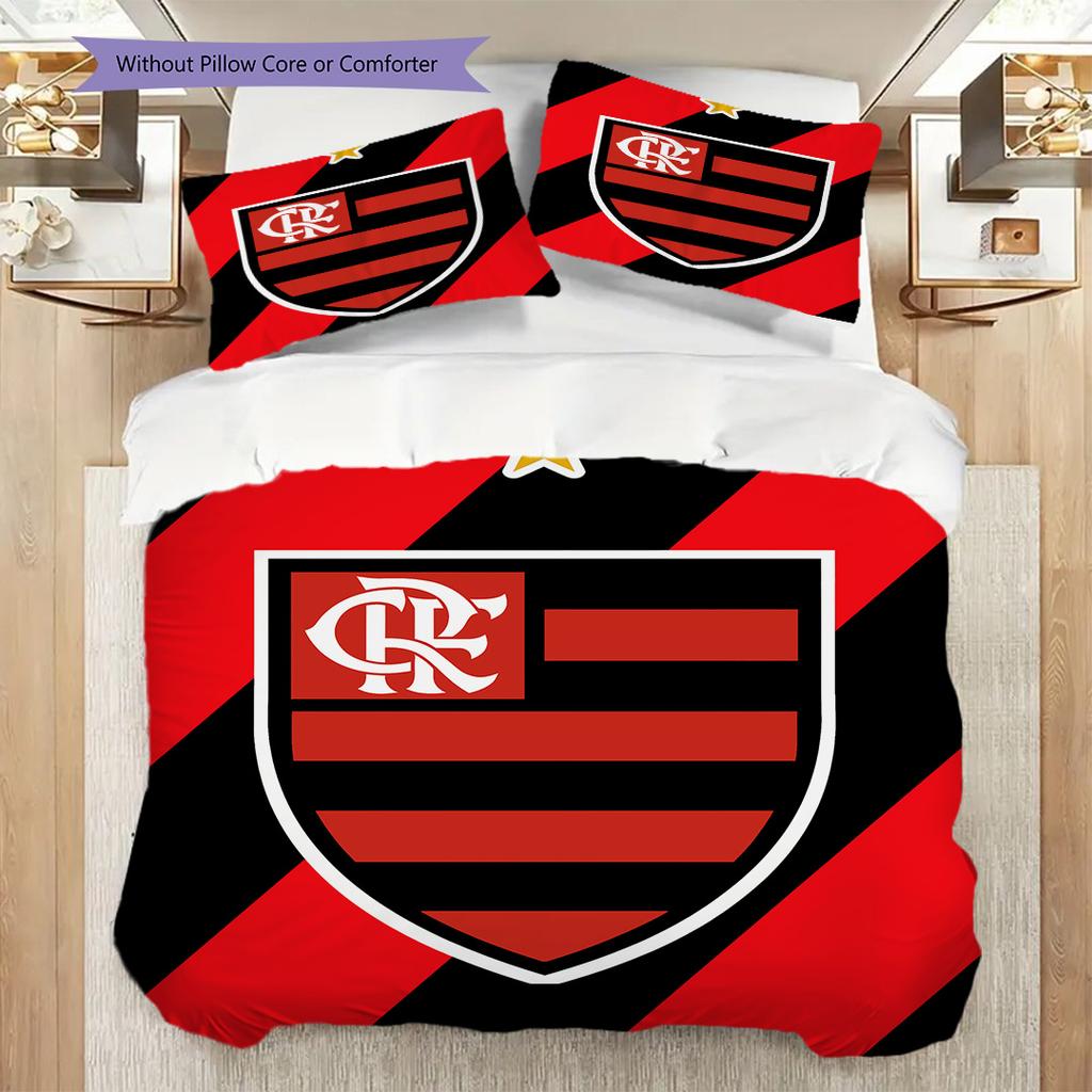 Flamengo logo Vzor Povlečení Přikrývka Sada Povlak na přikrývku Povlak na polštář Domácí dekorace Dárek k narozeninám (1 * povlak na peřinu + 2 * povlak na polštář, bez jádra)