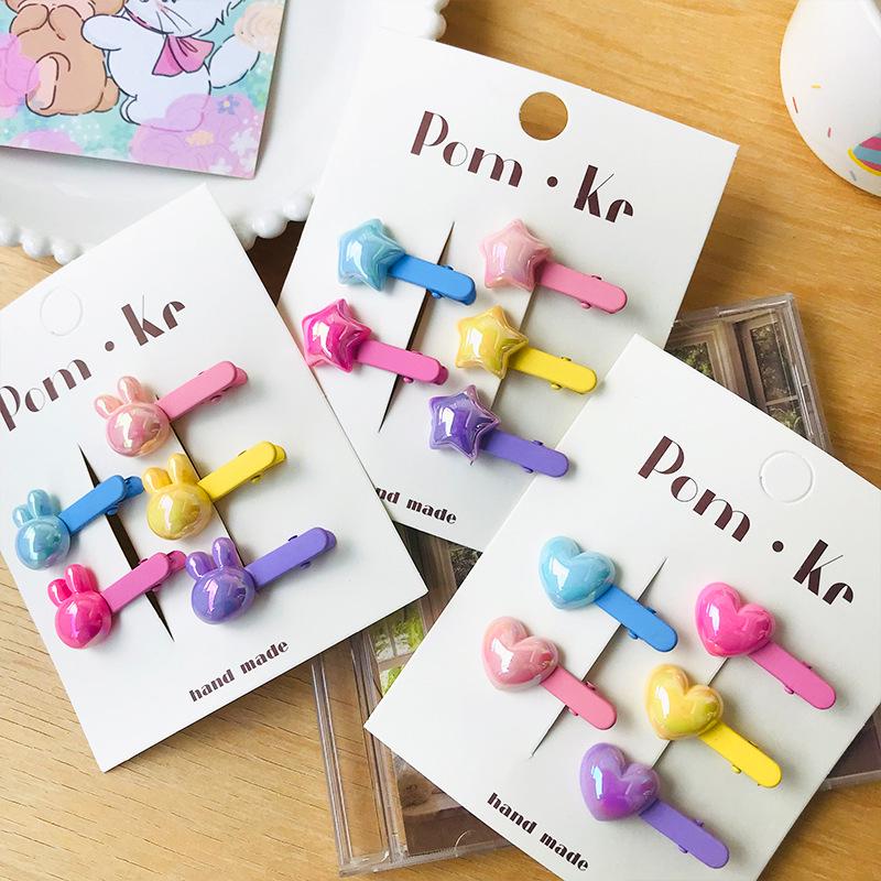 Clipsuri de păr colorate de desene animate pentru copii - Ac de păr drăguț și versatil pentru breton lateral macaron