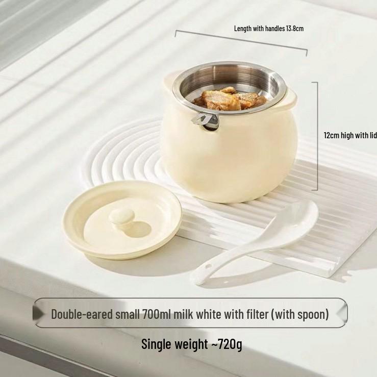 

High-Temperature Resistant Ceramic Lard Jar with Lid & Filter Screen, Food-Grade Oil and Chili Oil Storage Pot