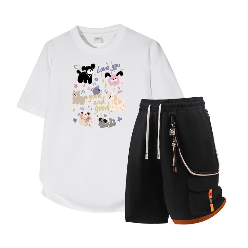 Herren Kurzarm Set Sommer Kurzarm Slim Fit Oberteil Herren Zweiteiliges Set