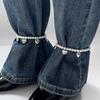 Imitation Pearl Anklet Trouser Chain With Spike Charms Adjustable Punk Style Ankle Bracelet Women Jeans Decor Fashion Jewelry