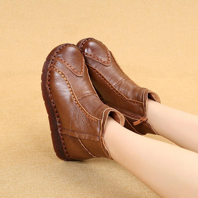 Autumn Women's Shoes Genuine Leather Boots Women's Fashion Winter Boots Women Flat Shoes Non-slip Warm Shoes Women Ankle Boots