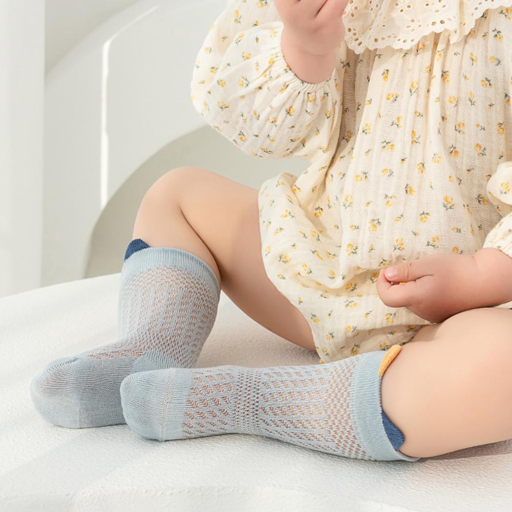 Seamless Mesh Baby Socks Thin Breathable Cotton Newborn Socks Cute Solid Color Ear Toddler Socks