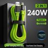 240W Dual Type-C Silicone Data Cable for Apple 15/16, Huawei, Honor, Xiaomi - Super Fast Charging