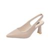 Elegant Pointed Toe High Heels With Clear Back And Mid Heel For Summer Wear