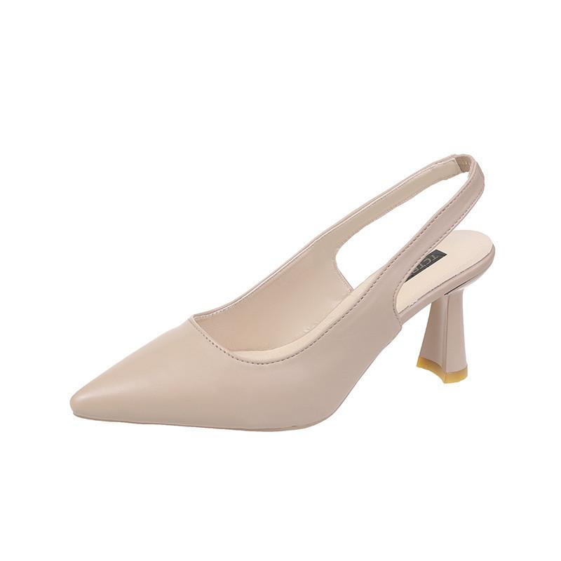 Elegant Pointed Toe High Heels With Clear Back And Mid Heel For Summer Wear
