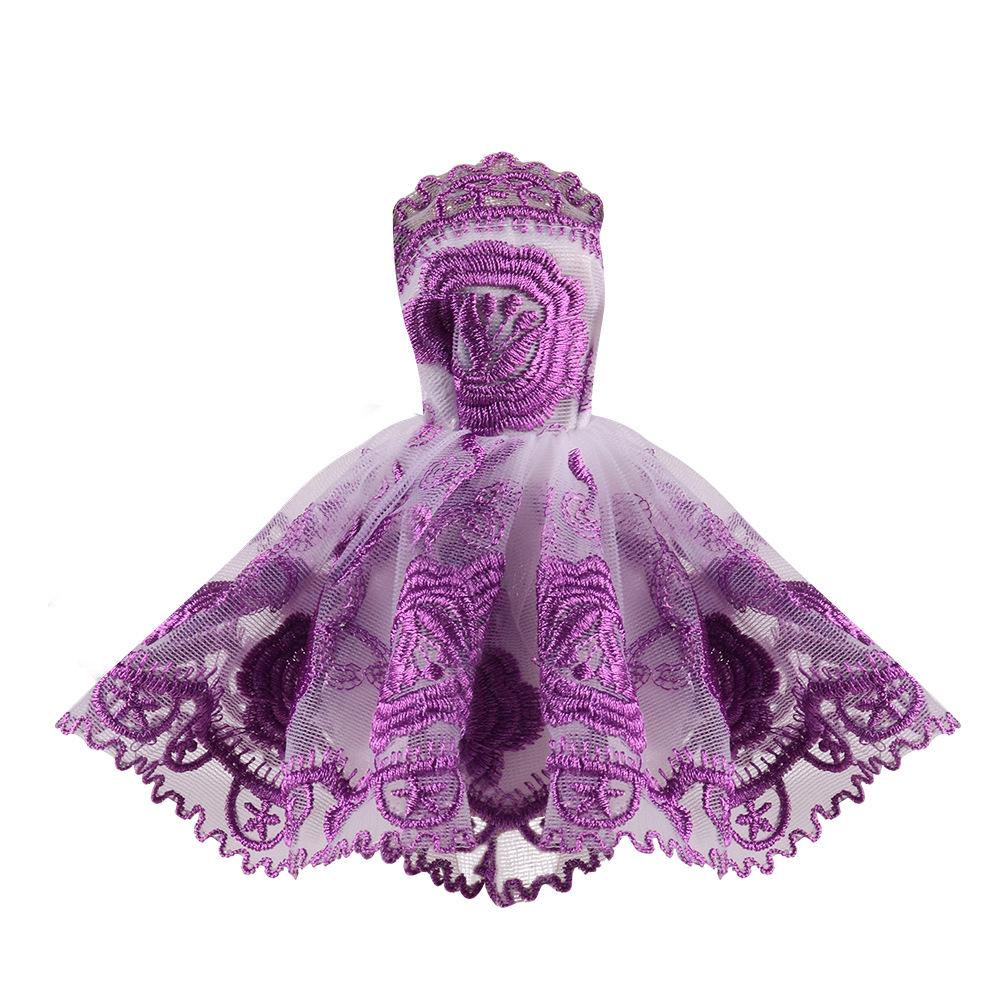 Convertible Lace Embroidery Princess Dress with Magic Sticker - Baby Doll Wedding & Short Skirt