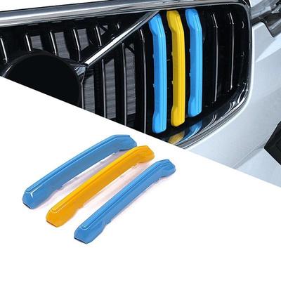 3 adet / set 3 Renk Değiştirilmiş Dekorasyon Şeritleri Araba Ön Izgara Ağı Kapağı Özel 3D Çıkartma XC60 Standart Oto Aksesuarları İçin