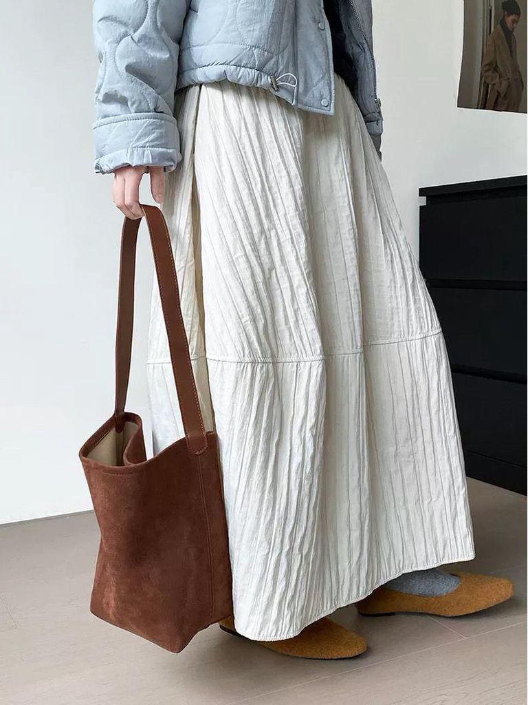 Retro Quilted French-Inspired Midi Skirt: Slim-Fit, Versatile Women’s Fashion 2025