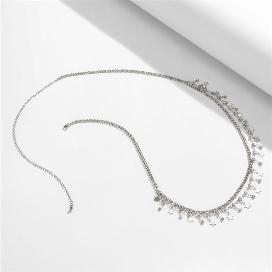Ingemark Sexy Rhinestone Star Tassel Pendant Waist Belly Belt Chain for Women Summer Bikini Rave Body Zircon Y2K Accessories