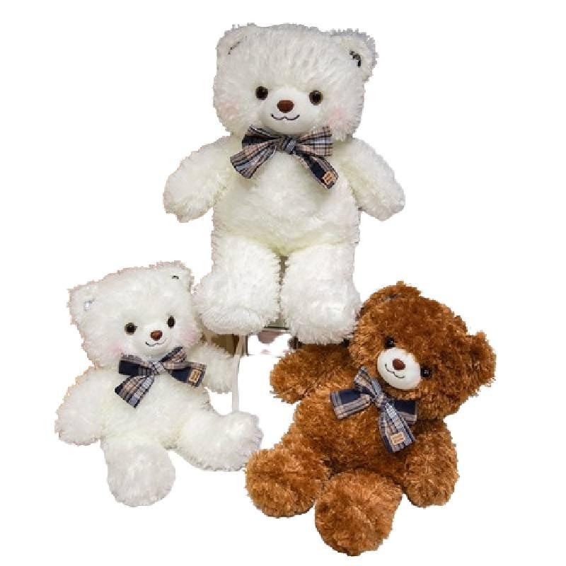 Adorable Brown And White Bow Tie Teddy Bear Plush Doll Perfect For Gifts And Promotions