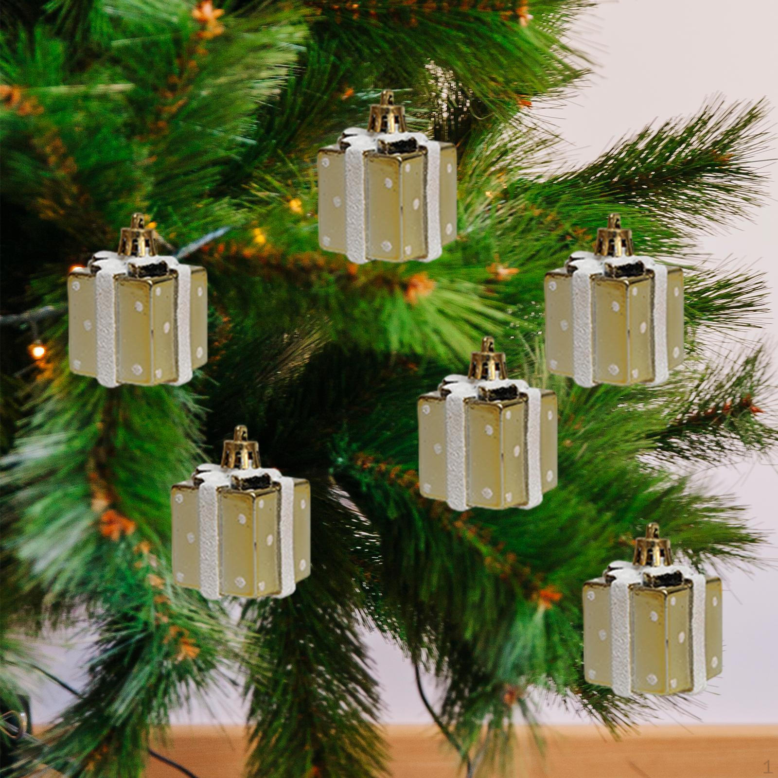 

6 Pieces Gift Box Hanging Ornaments Christmas Tree Decoration Friend Gifts Charms Party Favors for золотой