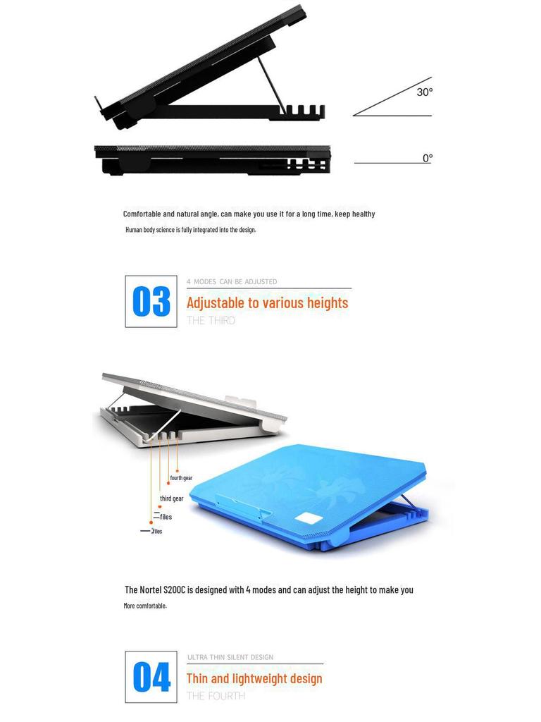 Nosi S200C Silent Cooling Pad for 14-15.6 Inch Laptops