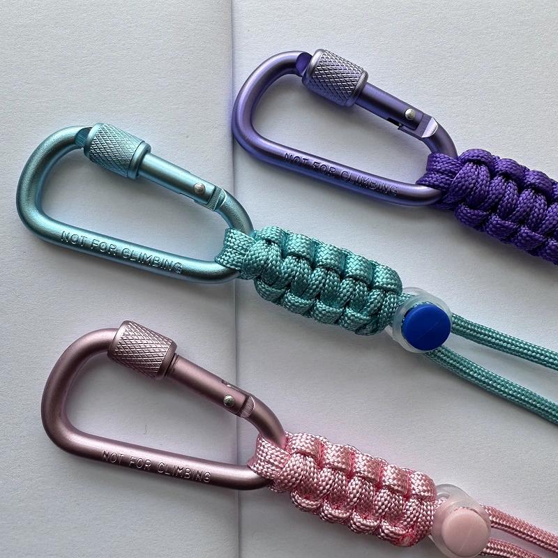 Umbrella rope woven water bottle buckle metal hook portable beverage lanyard mountaineering backpack key lock fast pendant edc