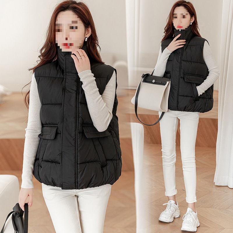 2025 Autumn/Winter Women's Korean Style Stand-Up Collar Down Cotton Vest - Short, Loose, Versatile Sleeveless Jacket