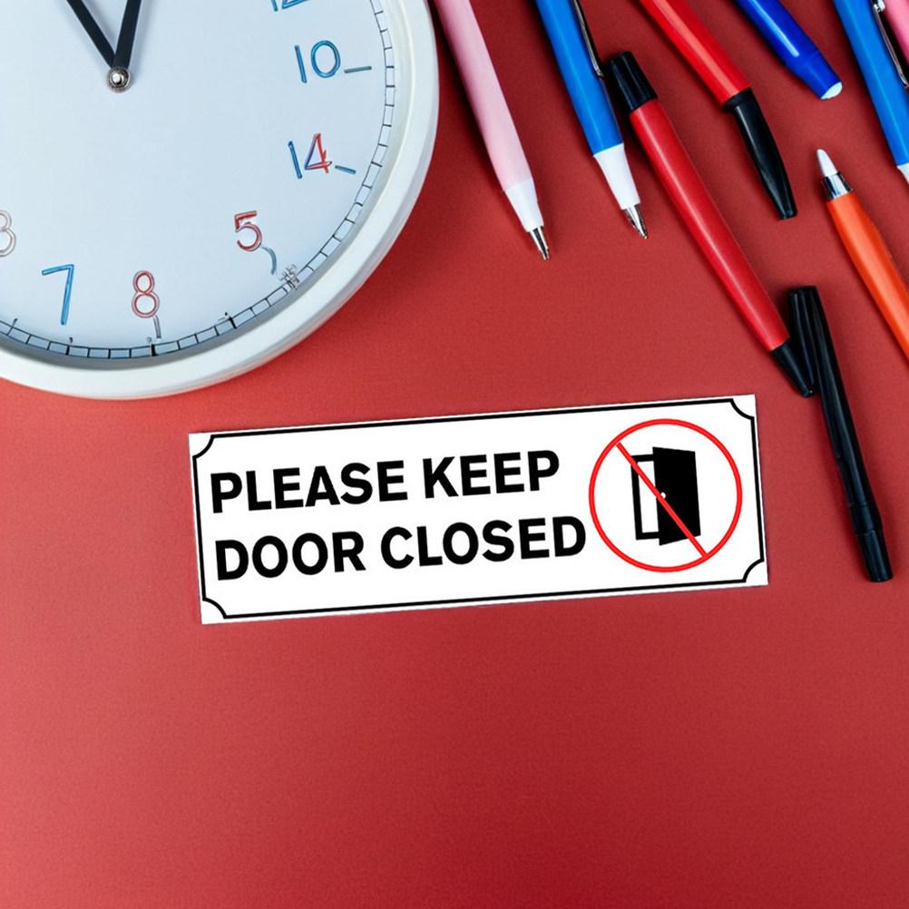 4Pcs Door Closing Reminder Sticker PVC Keep Door Closed Decal Clear Message for Workplace Safety and Energy Efficiency