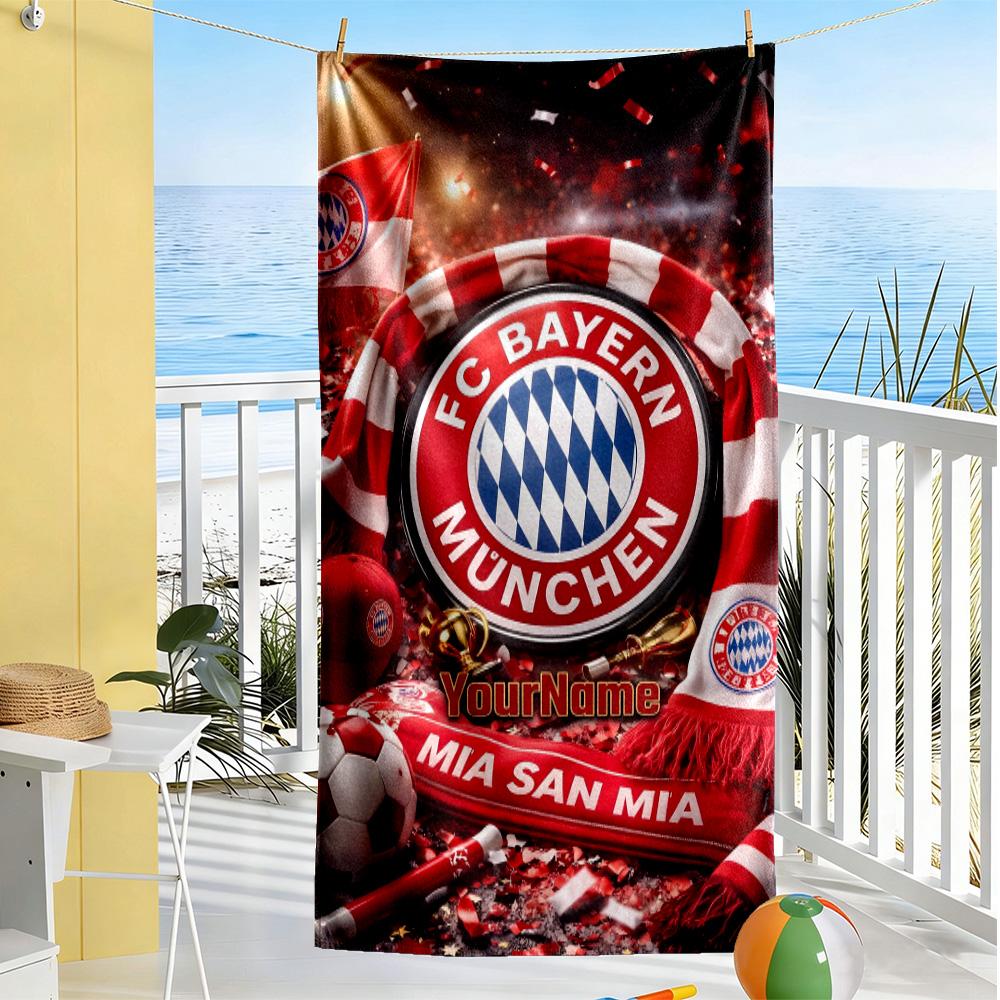 Asciugamano da Spiaggia Personalizzato Bayern Monaco Asciugatura Rapida Morbido Microfibra Adatto per Sport Viaggi Nuoto Yoga Bagno Spiaggia e Piscina