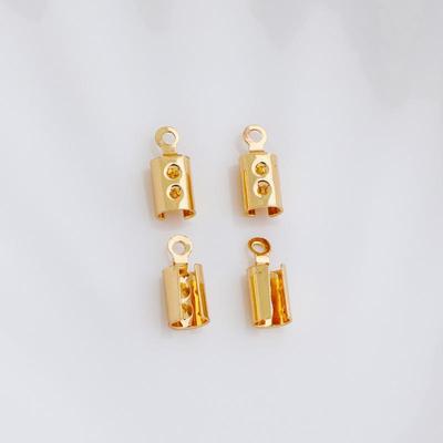 14K Gold Plated Leather Cord End with Lobster Clasp for DIY Bracelets
