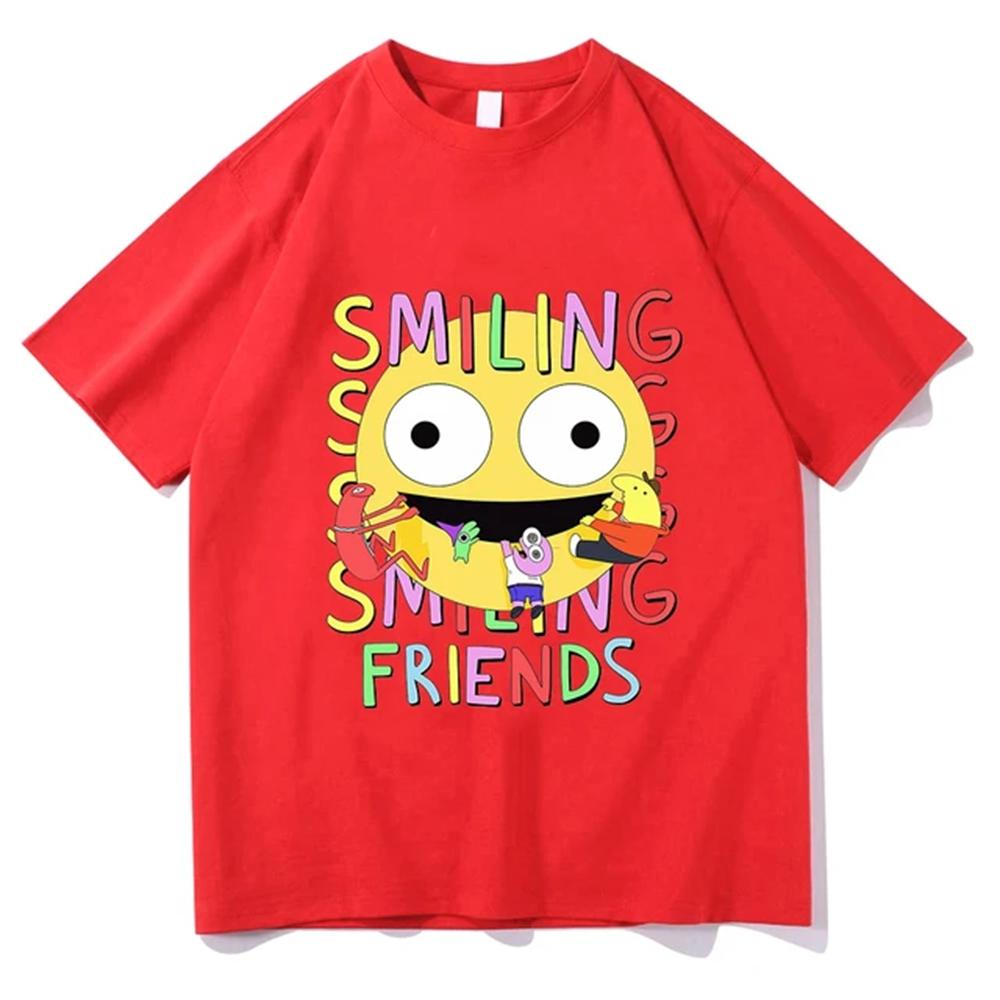 Smiling Friends Cartoon Print Tshirt Comfortable Unisex Women Summer Teeshirt Cotton High Quality Tshirts Manga Funny Tees