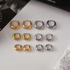 Uworld Simple Classic Gold Color Plated Stainless Steel Chubby Earrings 12mm 14mm 18mm Women's Jewelry