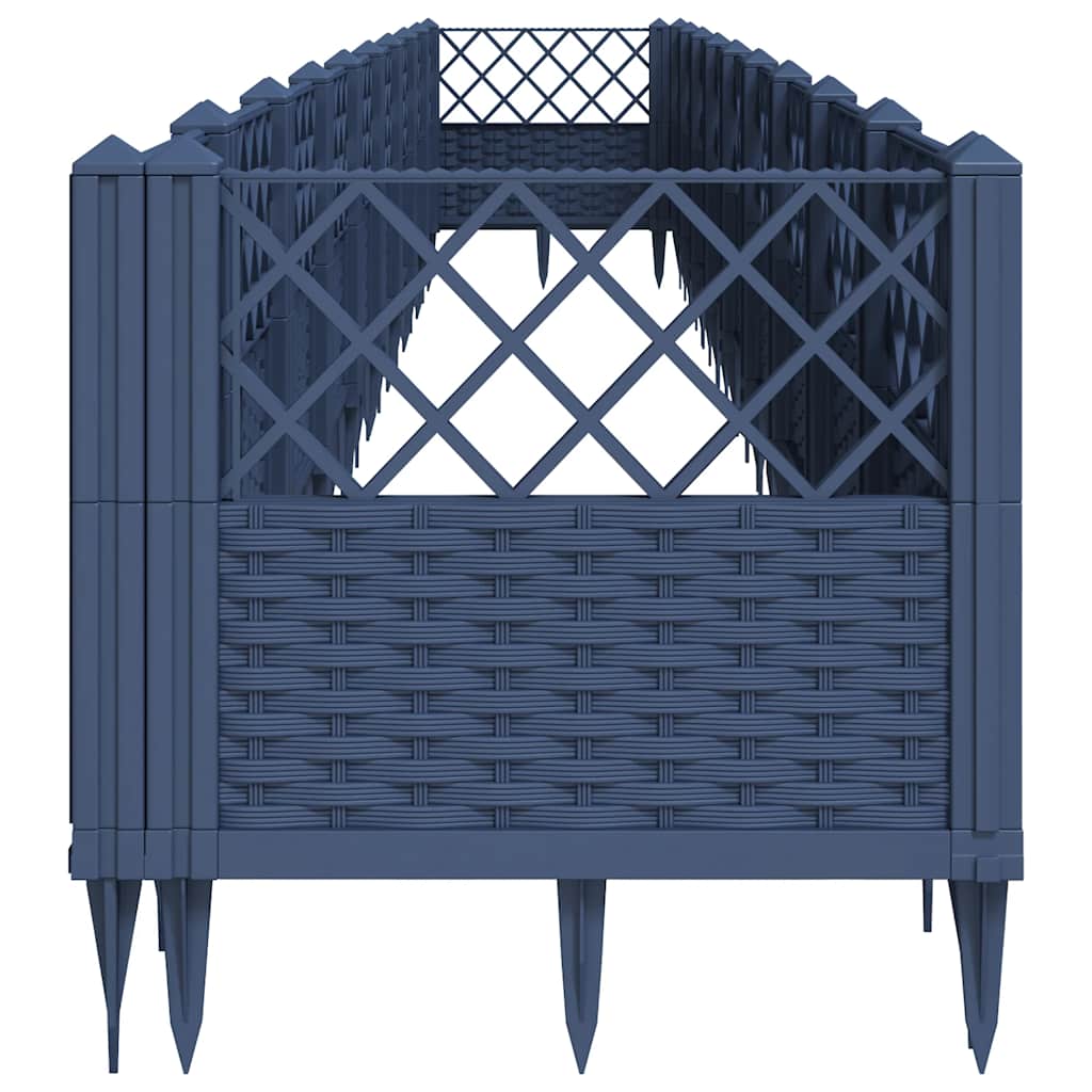 Plant Box with Ground Spikes Blue Grey 363.5 x 43.5 x 43.5 cm PP
