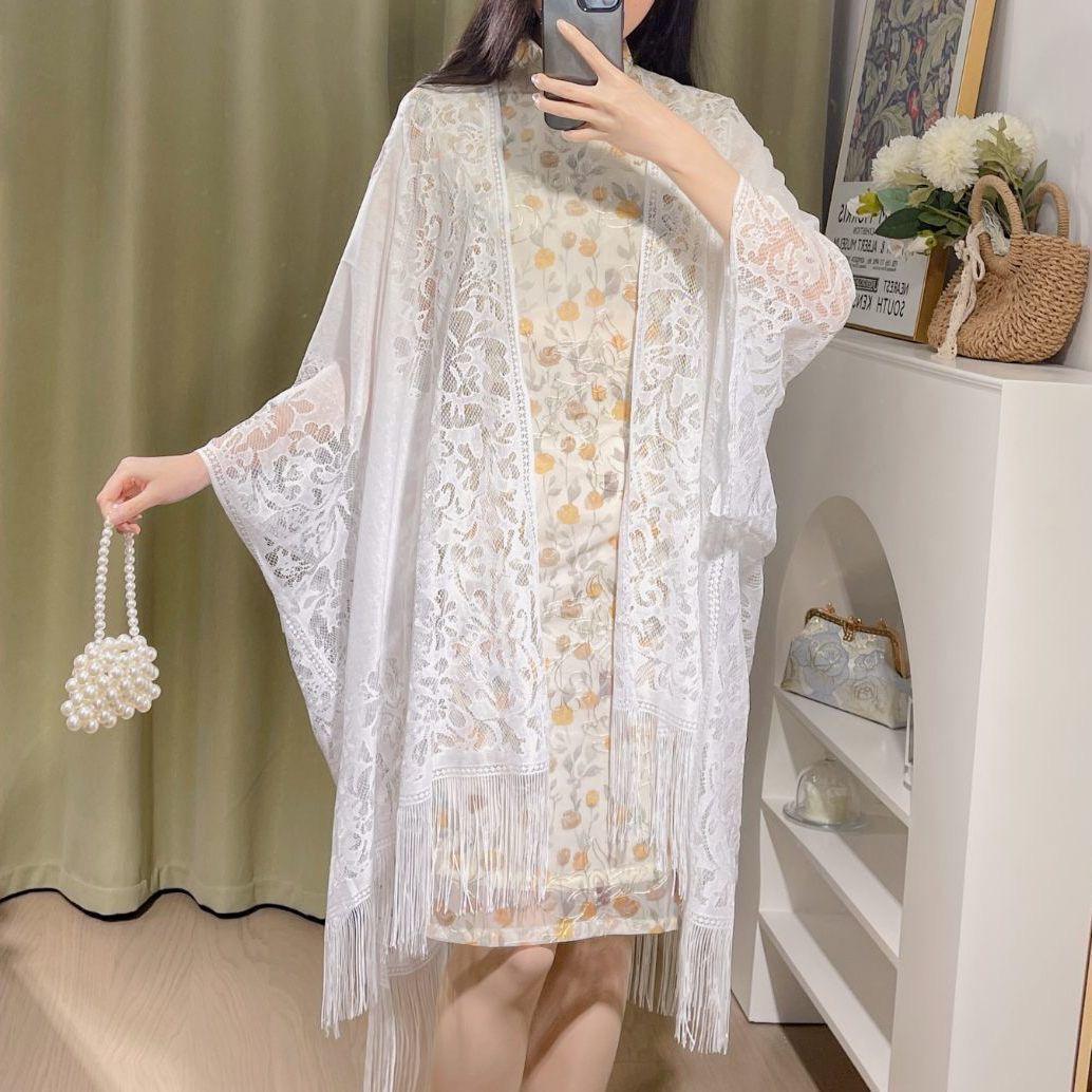 

Женский китайский чонсам с кружевом и кисточками, кардиган-шаль - Весенне-летний тонкий стиль