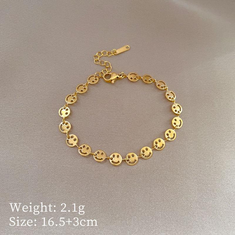 Titanium Steel Dongdaemun Personality Minimalist Smiley Face Personality Chain Bracelet Female Retro Girlfriend
