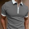 New men's POLO shirt printed striped patchwork short-sleeved T-shirt tops