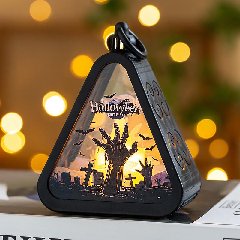 Eco-friendly Handmade Plastic Halloween Pumpkin Lantern Handheld Small Gifts Desktop Ornaments Decoration Props