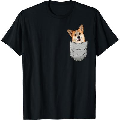 Camiseta Welsh Corgi Pembroke Bolso no Peito para Donos de Cachorro