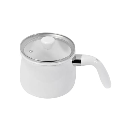 Pearl Metal Cookpot, Multi-Potted Enamel, 16cm, 2.0L, with Glass Lid, Induction Compatible, White, Bianco, HB-6906