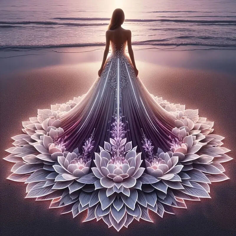 DIY Diamantmosaik Abendkleid Frau Voll Diamantmalerei Küstenlandschaft Heimdekorative Strasssteine