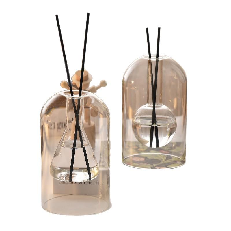 Double-Layer Irregular Glass Aroma Diffuser with Rattan Sticks