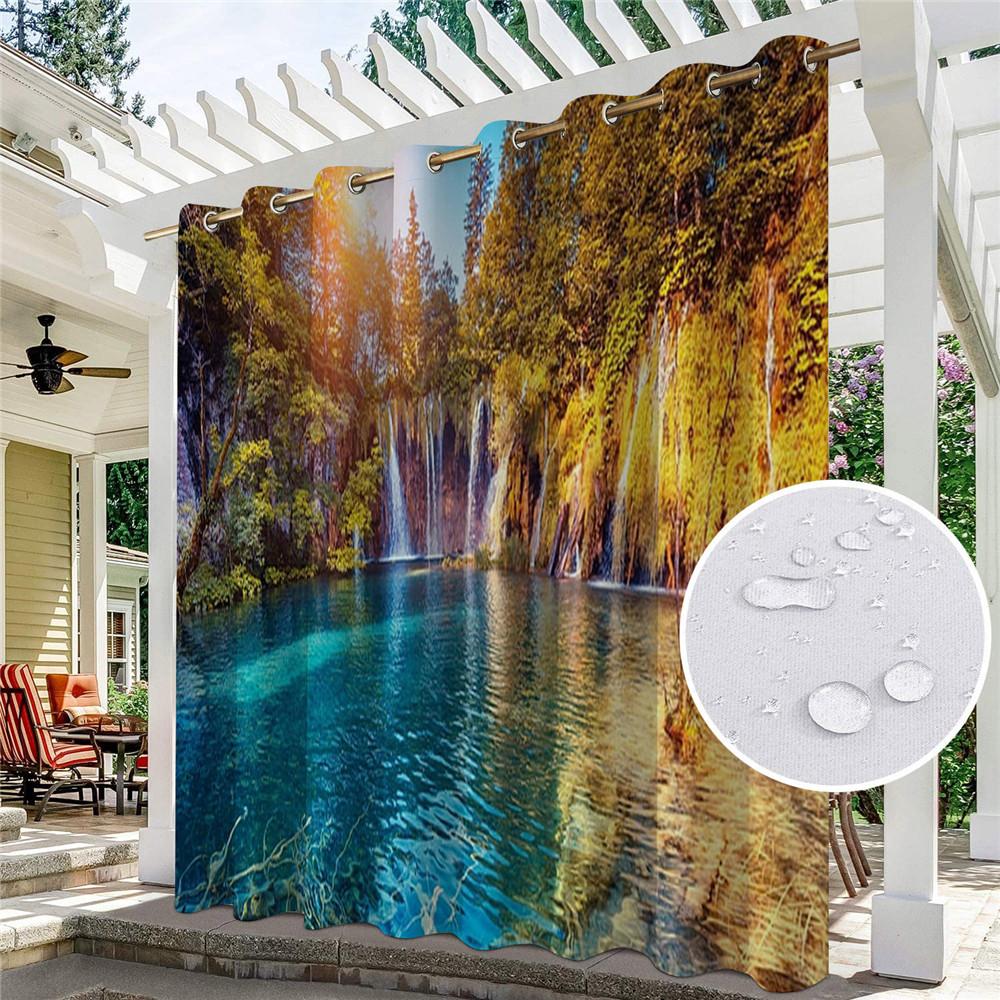 Perdea impermeabilă de exterior cu imprimare digitală peisaj Draperie Ușă glisantă Foyer Pergola Verandă Dimensiuni Perdele fabricate din poliester