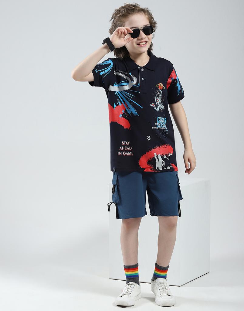 Monte Carlo Boys Printed Collar Neck Tshirt