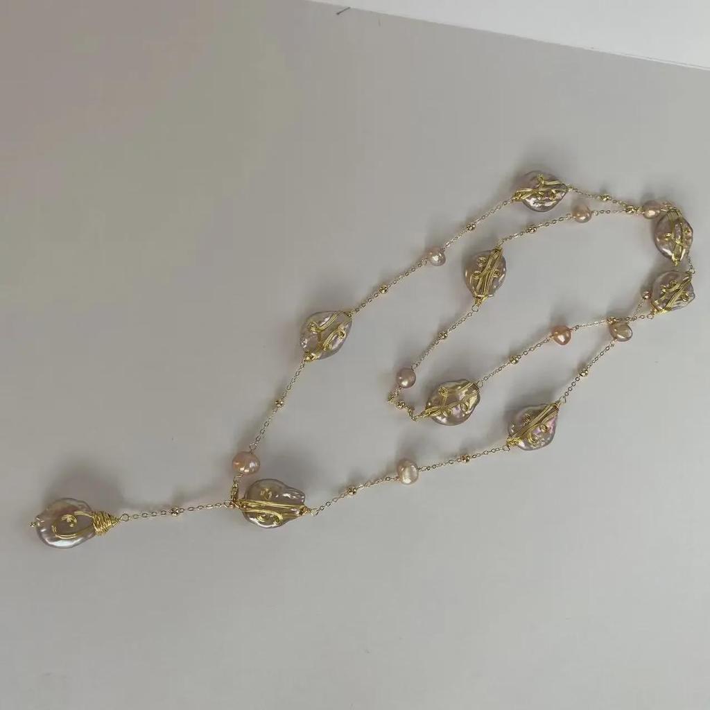 90cm Floral Baroque Pearl Necklace: Elegant, Versatile, and Enchanting.