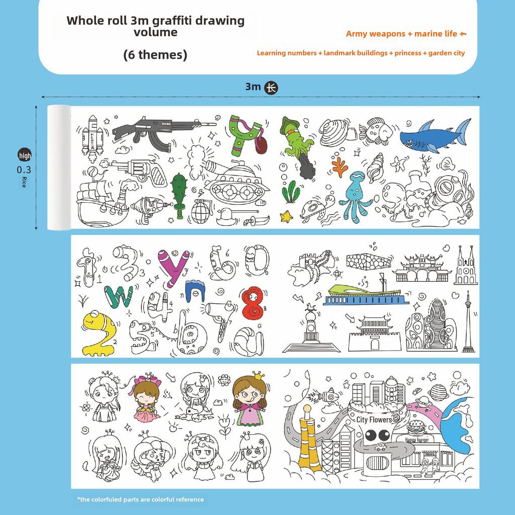 Jumbo-Malbuch mit Graffiti-Schriftrollen für Kinder für große Kreationen