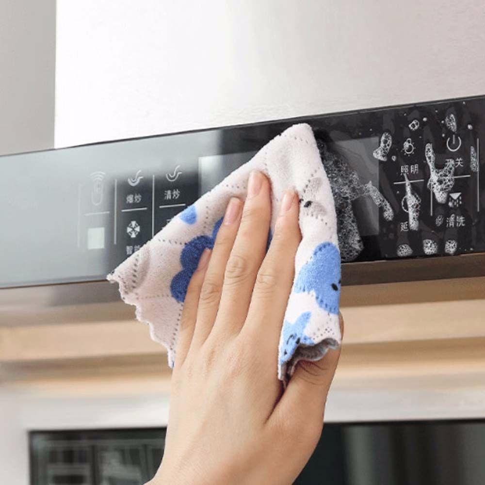 5 Pcs Efficient Household Coral Fleece Microfiber Dish Towel Wiping Rag Wash Cloth Cleaning Cloth