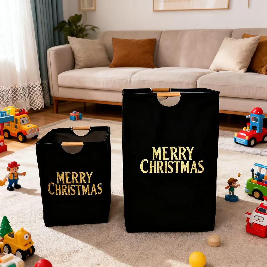 Foldable Cotton & Linen Laundry Basket with Large Capacity for Clothes and Toy Storage - Handheld Bathroom Hamper.