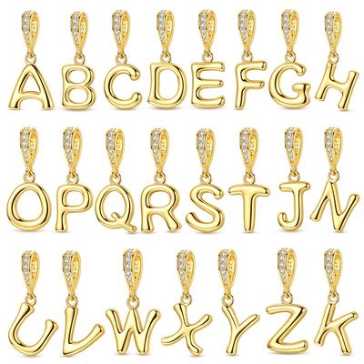 New In Original Charms Copper 26 Golden Letters A-Z Charm Bead Fit 3Mm Original Bracelet For Womens Diy Fashion Jewelry Gift