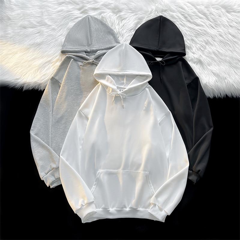 Spring and Autumn Hooded Sweater Men's Ins Hong Kong Style Retro Loose Large Size Solid Color Coat Korean Version Trend Hoodie