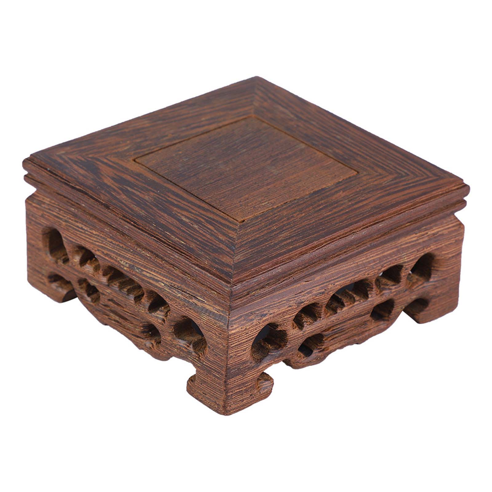 

Изящная маленькая квадратная ваза-основание для чайника, украшение из цельного дерева, пьедестал для бонсай, деревянная основа(# 1)