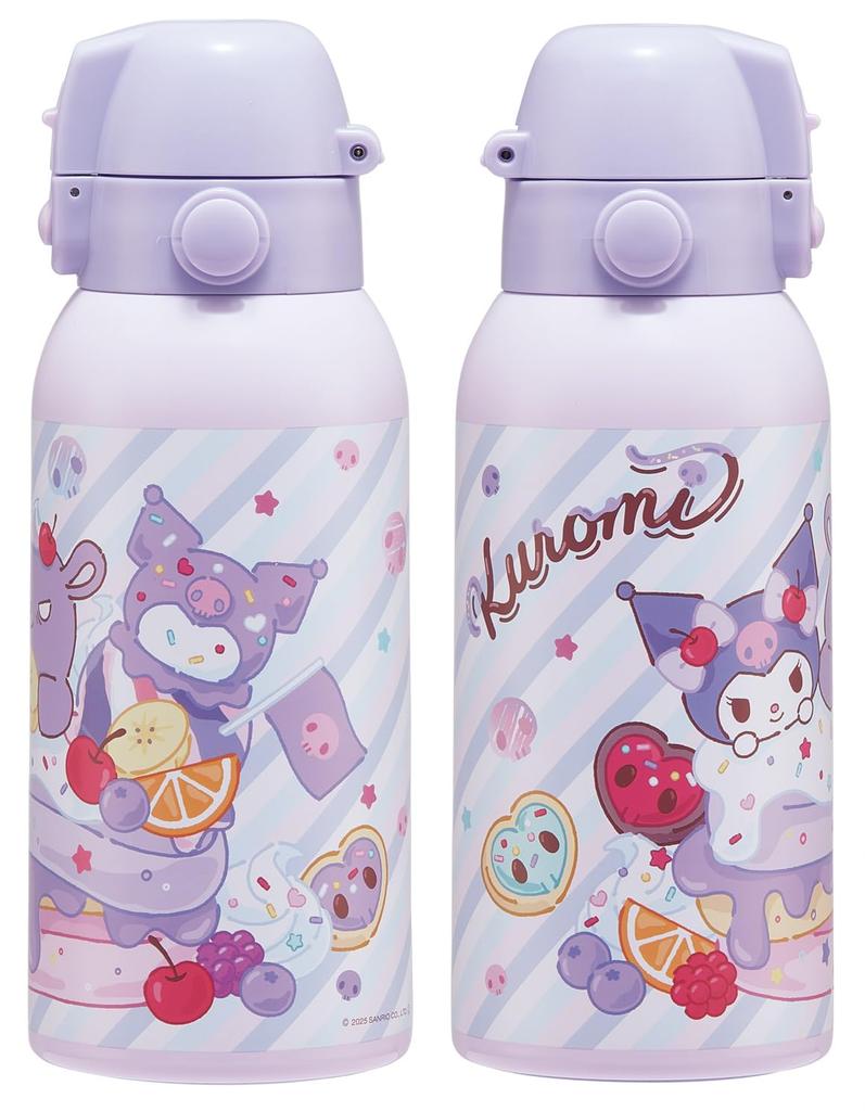 Skater Wasser Sanrio Kuromi Ausgefallene Snacks für Edelstahl Sport Kinderflasche, 600ml, & Süßigkeiten, Mädchen, Isoliert, Stahl, Leicht, Flasche, STCH6-A
