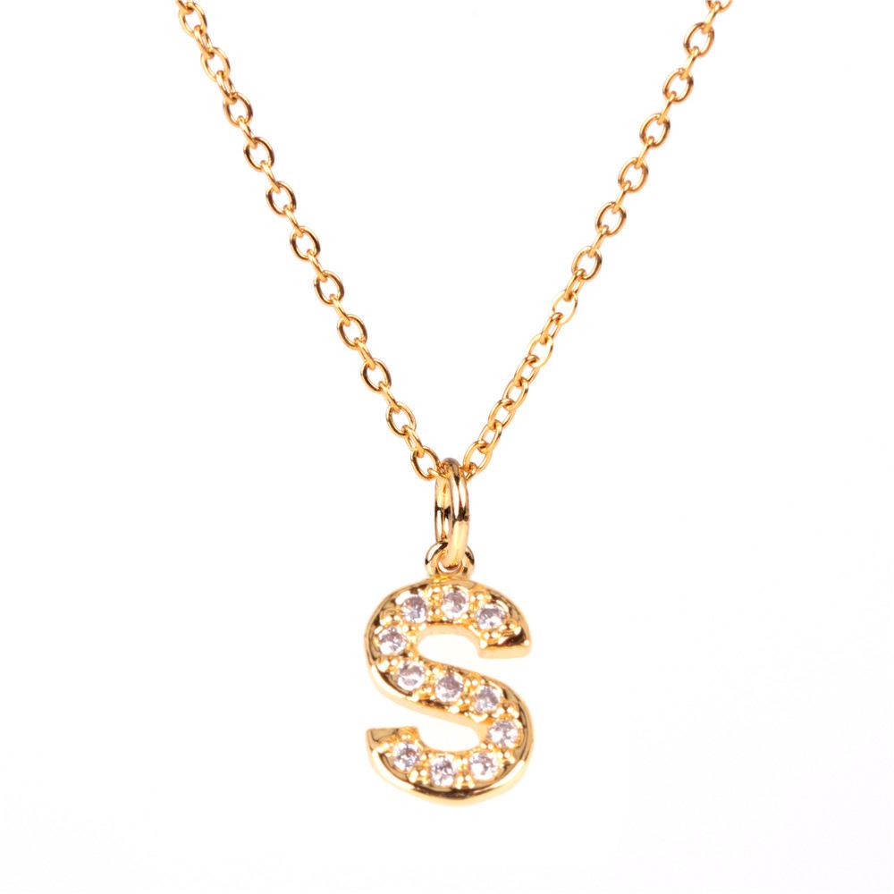 New Diamond Clavicle Necklace with 26 Alphabet Pendants - Stylish European and American Jewelry