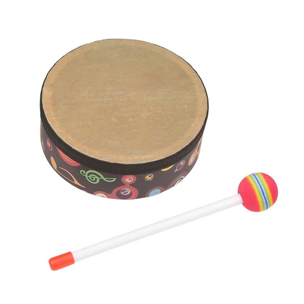 Hand Drum Orff Music Percussion Instrument Portable Drum Instrument with Drumstick 6in